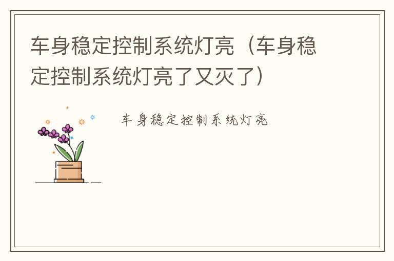 车身稳定控制系统灯亮了又灭了 车身稳定控制系统灯亮