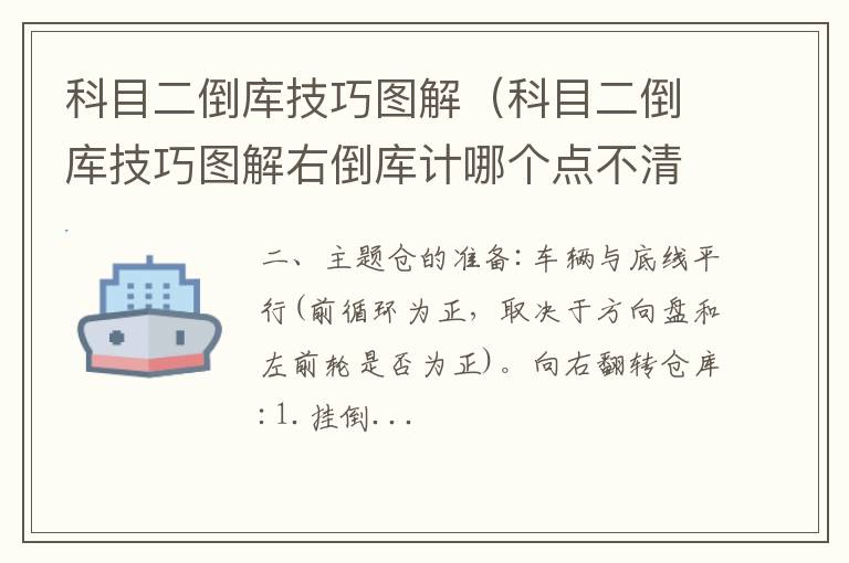 科目二倒库技巧图解右倒库计哪个点不清楚 科目二倒库技巧图解