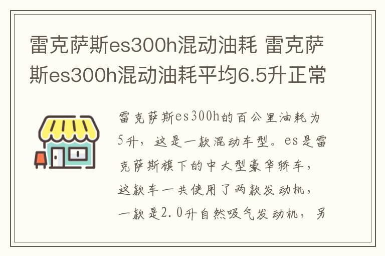 雷克萨斯es300h混动油耗 雷克萨斯es300h混动油耗平均6.5升正常吗