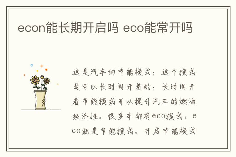 econ能长期开启吗 eco能常开吗