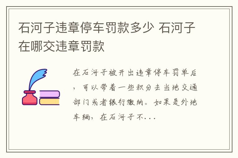 石河子违章停车罚款多少 石河子在哪交违章罚款