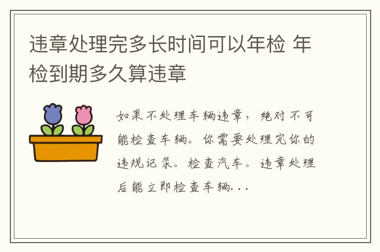 违章处理完多长时间可以年检 年检到期多久算违章