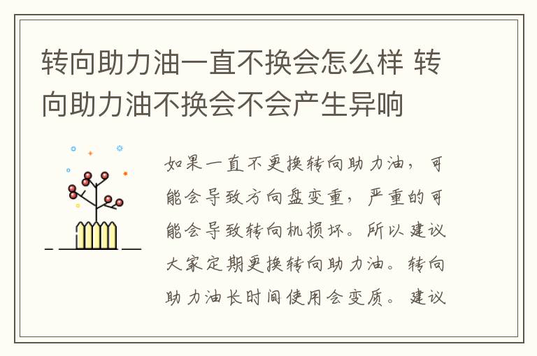 转向助力油一直不换会怎么样 转向助力油不换会不会产生异响