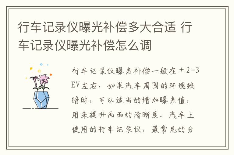 行车记录仪曝光补偿多大合适 行车记录仪曝光补偿怎么调