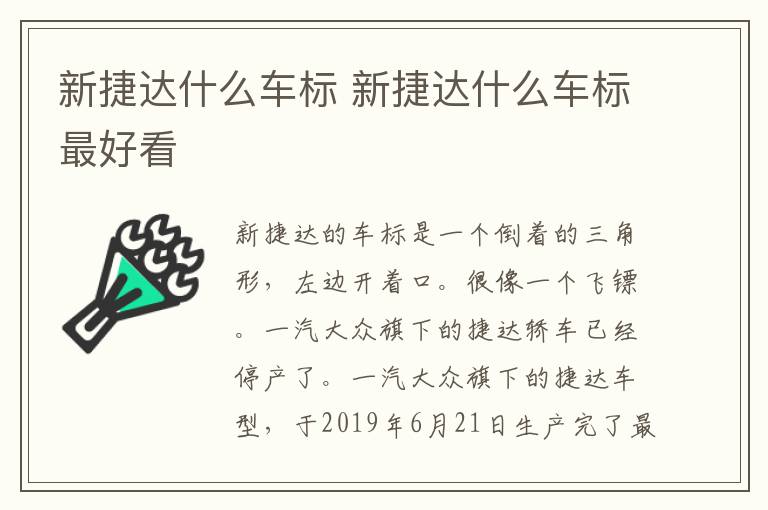 新捷达什么车标 新捷达什么车标最好看