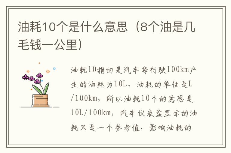 8个油是几毛钱一公里 油耗10个是什么意思