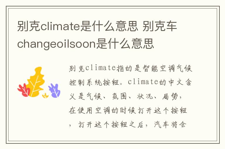 别克climate是什么意思 别克车changeoilsoon是什么意思