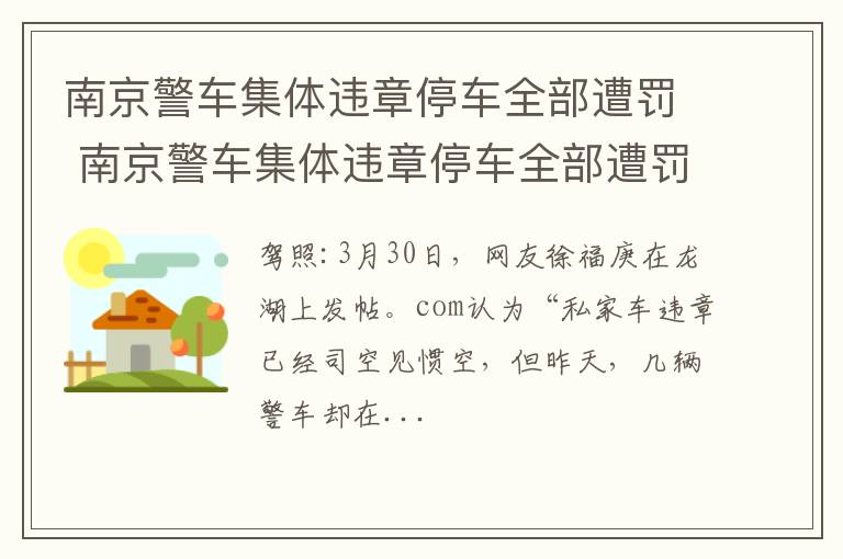 南京警车集体违章停车全部遭罚 南京警车集体违章停车全部遭罚款吗