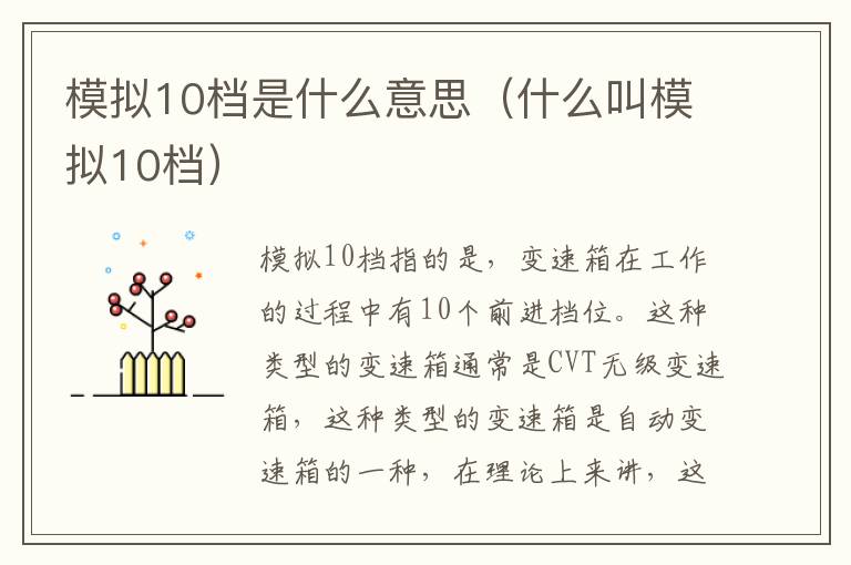 什么叫模拟10档 模拟10档是什么意思