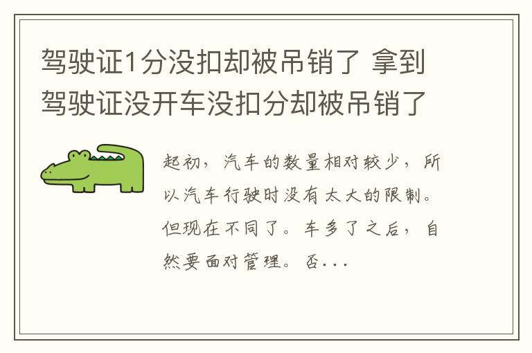 驾驶证1分没扣却被吊销了 拿到驾驶证没开车没扣分却被吊销了