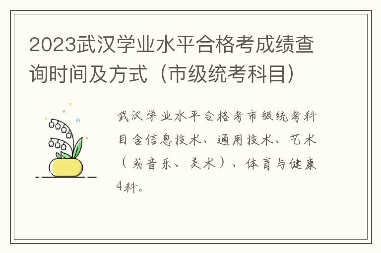 市级统考科目 2023武汉学业水平合格考成绩查询时间及方式