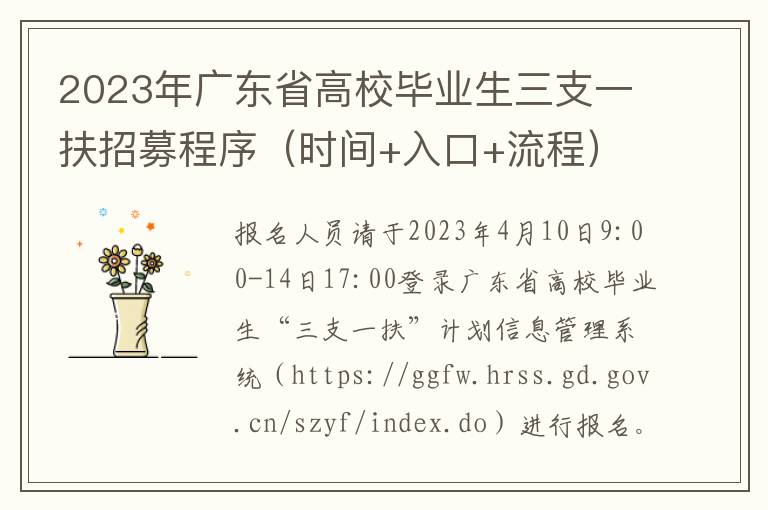 时间+入口+流程 2023年广东省高校毕业生三支一扶招募程序