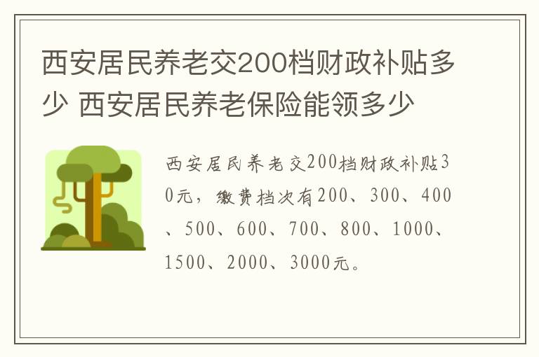 西安居民养老交200档财政补贴多少 西安居民养老保险能领多少