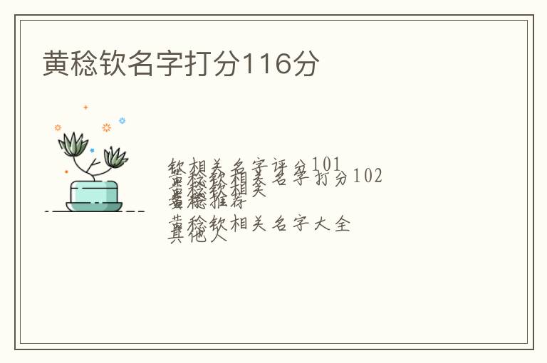 黄稔钦名字打分116分