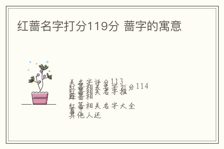 红蔷名字打分119分 蔷字的寓意