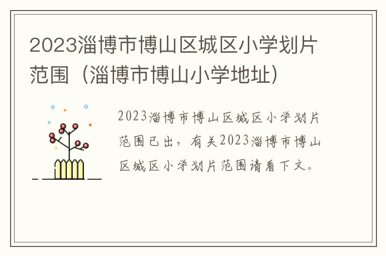 淄博市博山小学地址 2023淄博市博山区城区小学划片范围