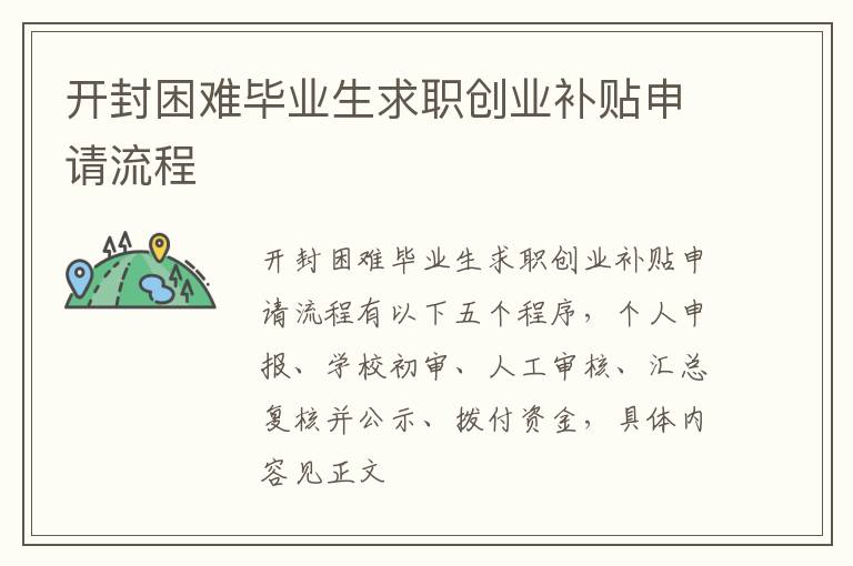 开封困难毕业生求职创业补贴申请流程