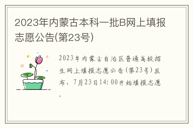 第23号 2023年内蒙古本科一批B网上填报志愿公告