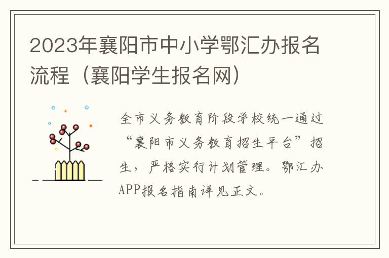 襄阳学生报名网 2023年襄阳市中小学鄂汇办报名流程