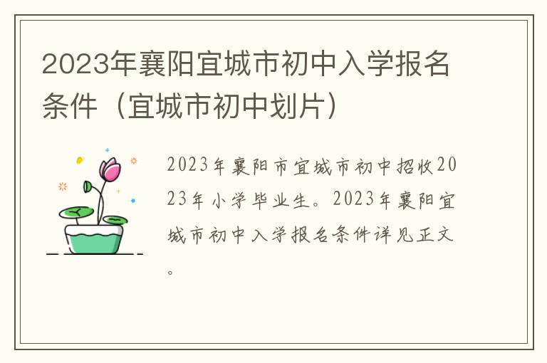 宜城市初中划片 2023年襄阳宜城市初中入学报名条件