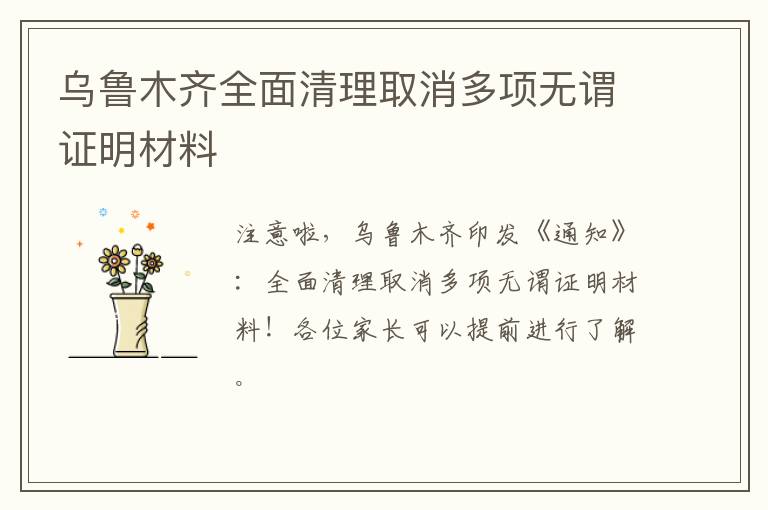 乌鲁木齐全面清理取消多项无谓证明材料