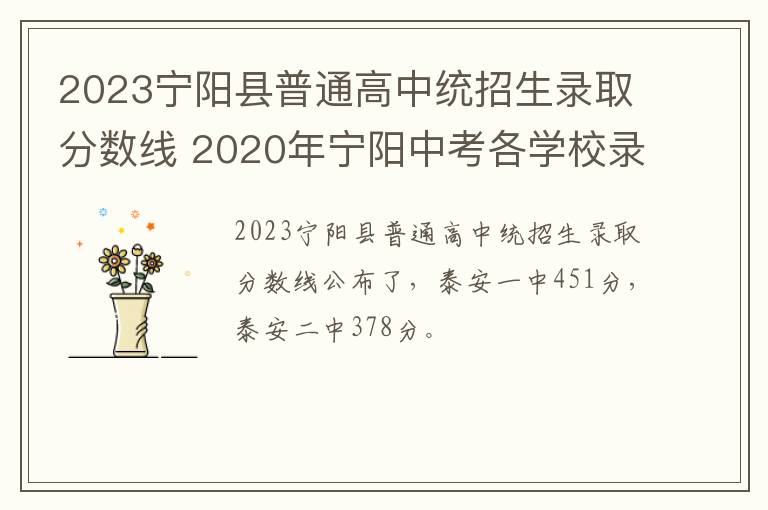 2023宁阳县普通高中统招生录取分数线 2020年宁阳中考各学校录取分数线