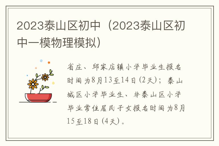 2023泰山区初中一模物理模拟 2023泰山区初中