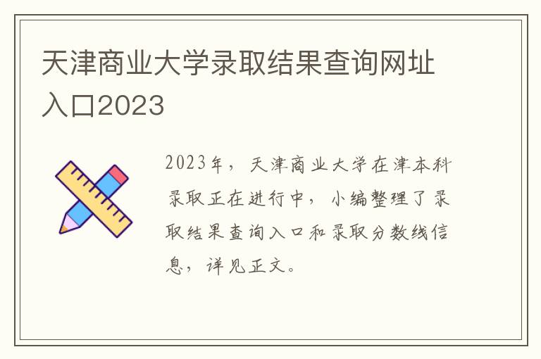 天津商业大学录取结果查询网址入口2023