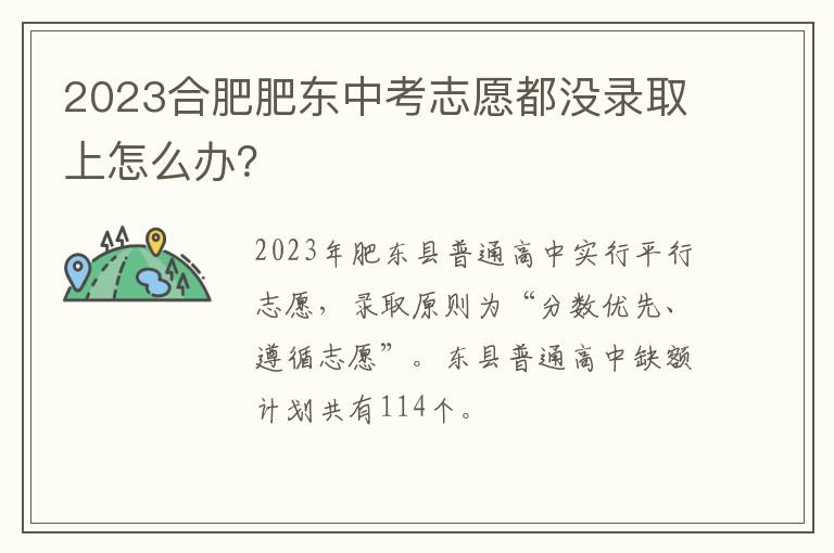 2023合肥肥东中考志愿都没录取上怎么办？