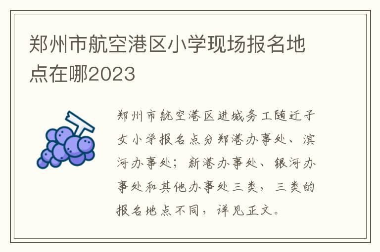 郑州市航空港区小学现场报名地点在哪2023