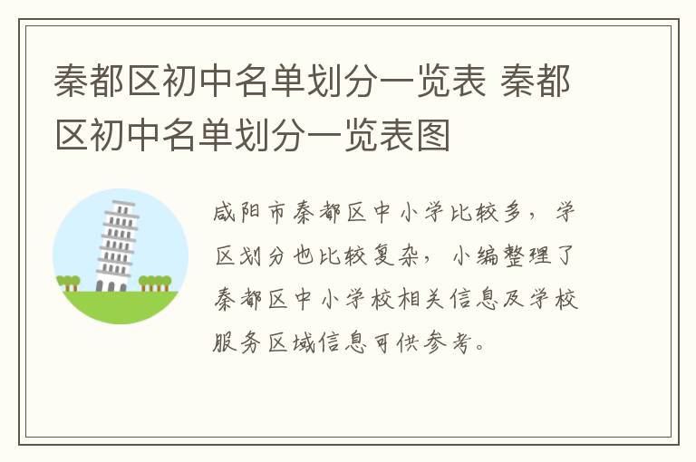 秦都区初中名单划分一览表 秦都区初中名单划分一览表图