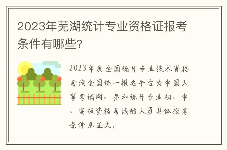 2023年芜湖统计专业资格证报考条件有哪些?