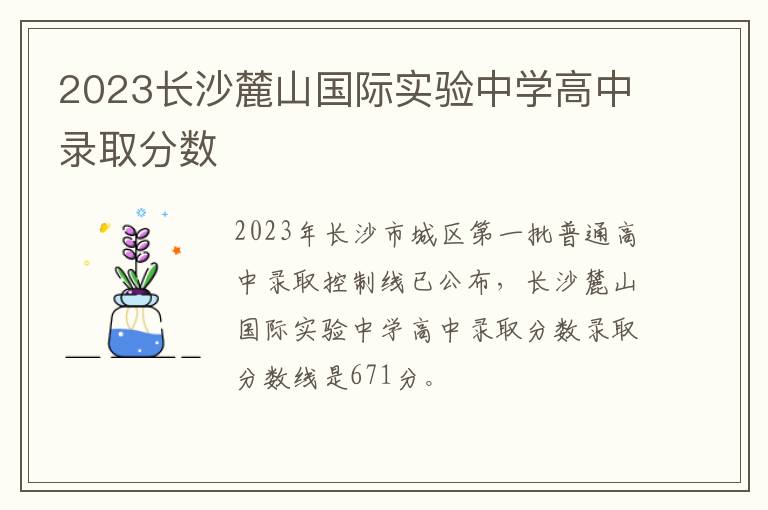 2023长沙麓山国际实验中学高中录取分数