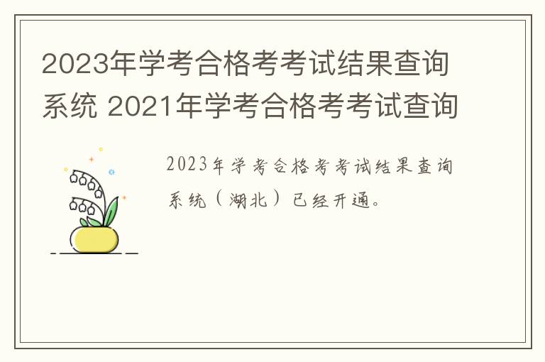 2023年学考合格考考试结果查询系统 2021年学考合格考考试查询