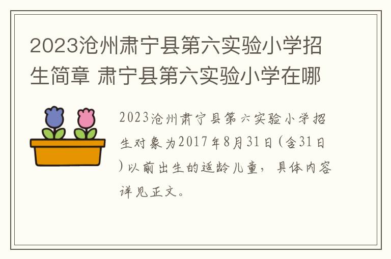 2023沧州肃宁县第六实验小学招生简章 肃宁县第六实验小学在哪