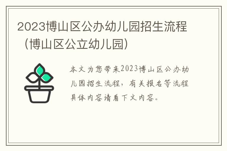 博山区公立幼儿园 2023博山区公办幼儿园招生流程