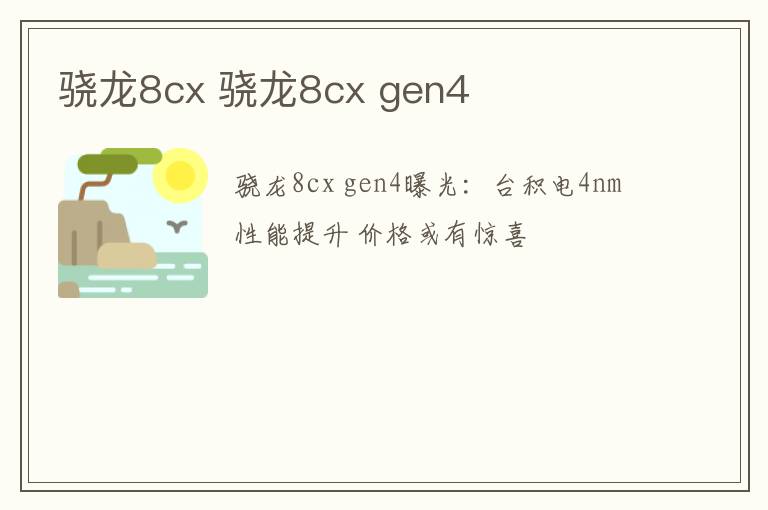 骁龙8cx 骁龙8cx gen4