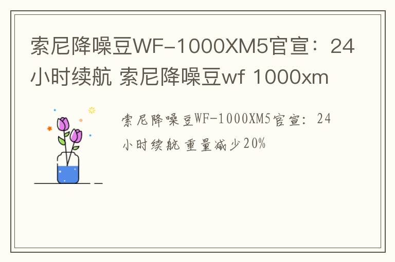 索尼降噪豆WF-1000XM5官宣：24小时续航 索尼降噪豆wf 1000xm3